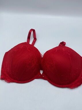 Victoria's Secret Very Sexy Push-Up Bra Red Pick Lacey Underwire Sexy 38DD
